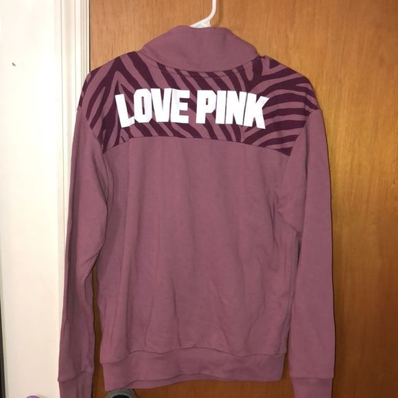 VS PINK zebra print 1/4 zip in soft begonia color XS - Picture 3 of 6